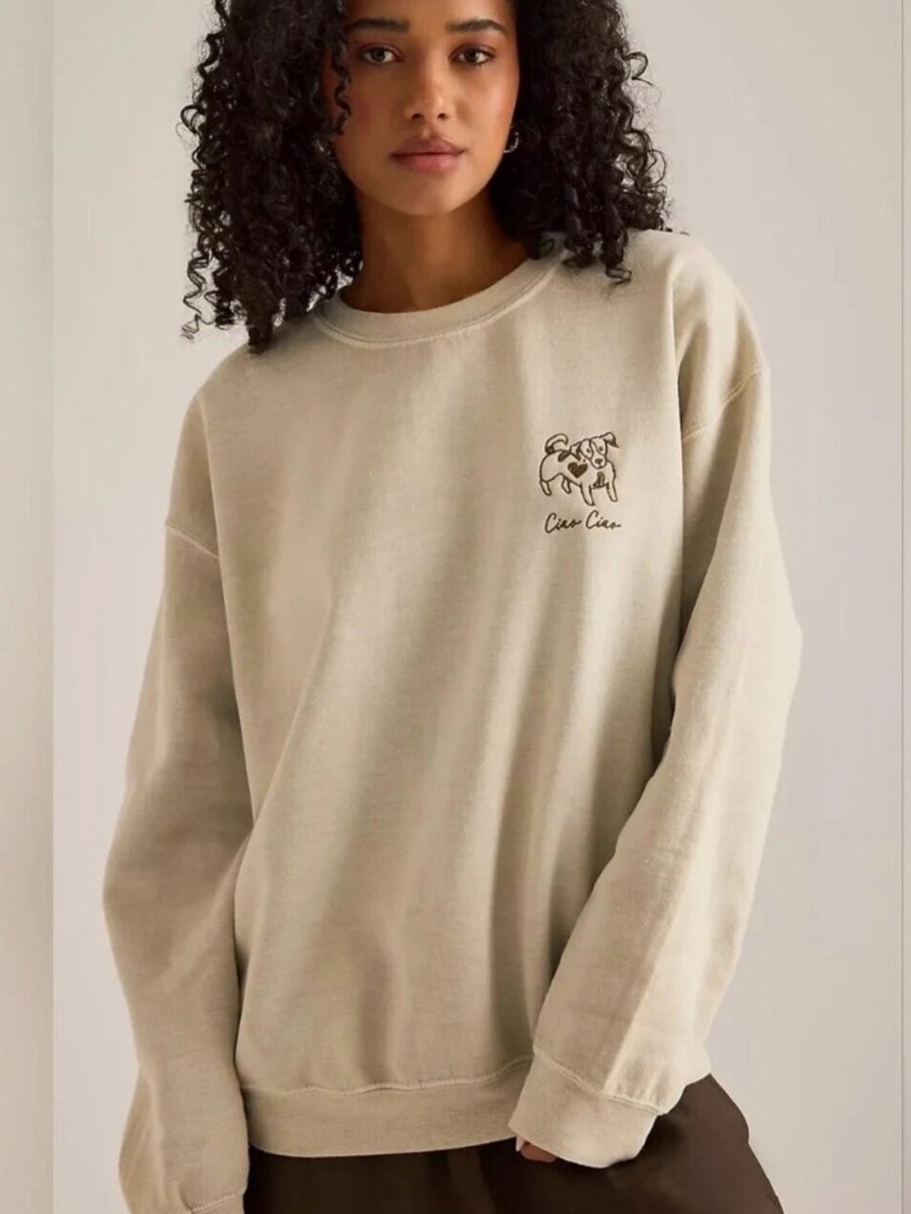 Anthropologie Embroidered Dog Sweatshirt NEW Medium Oversized